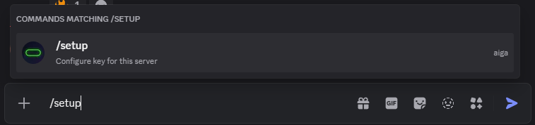 Typing the /setup command in a Discord channel