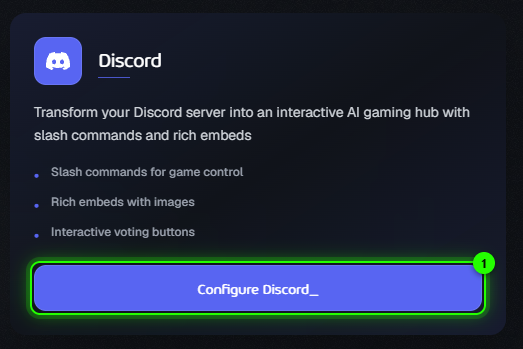 The Discord card on the Connections page with the Configure Discord_ button highlighted