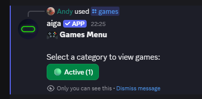The Games Menu with a category button